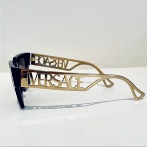 Versace Black and Gold Women's Low Bridge Fit Sunglasses, VE4431F50-X